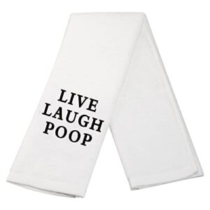 live laugh poop funny bathroom hand towel hand towel guest bathroom housewarming gift (live laugh poop t)