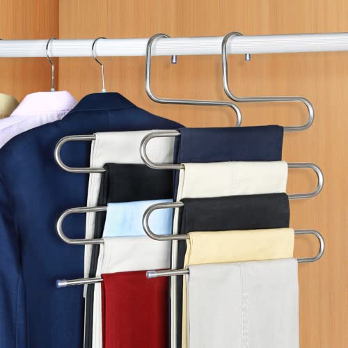 Pant hangers save space -2-piece wardrobe with multiple layers and multifunctional use, hanger organizer, loose pants scarf (2-piece set)