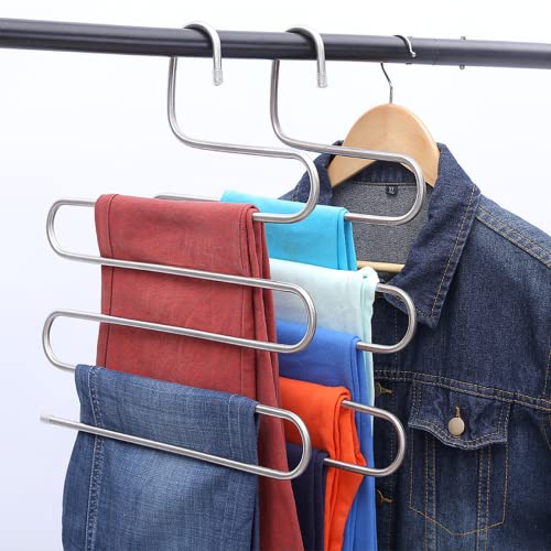 Pant hangers save space -2-piece wardrobe with multiple layers and multifunctional use, hanger organizer, loose pants scarf (2-piece set)