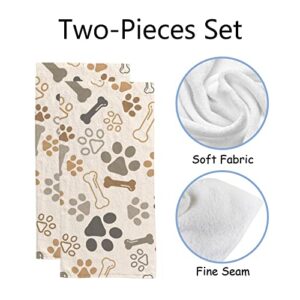 Hand Bath Towels 2 Pack Cartoon Footprint Absorbent Face Fingertip Towels for Bathroom Kitchen Gym Spa Soft Hair Drying Cloth Quick Dry, 30 x 15 Inch