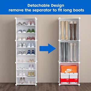 Jomifin Shoe Rack Storage Cabinet with Doors, key Holders, Expandable Standing Rack, Portable Shoes Organizer, Storage 36-72 Pairs Shoes, Boots, Slippers (White)