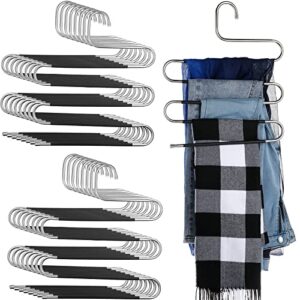 16 pieces pants hangers space save s-type hangers non slip pants organizer s shape trousers hangers stainless steel clothes hangers closet organizer for pants jeans scarf