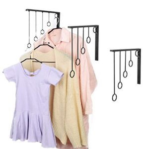 kernorv wall clothing rack, wall garment racks 5 rings hanging clothing garment rack (set of 3, black)