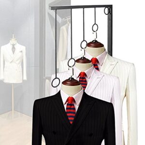 KERNORV Wall Clothing Rack, Wall Garment Racks 5 Rings Hanging Clothing Garment Rack (Set of 3, Black)
