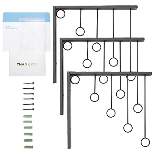 KERNORV Wall Clothing Rack, Wall Garment Racks 5 Rings Hanging Clothing Garment Rack (Set of 3, Black)