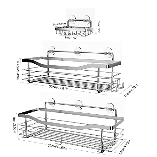 Orimade 2-Pack Adhesive Shower Caddy bundle with 3-Pack Shower Organizer