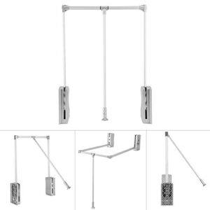 Nisorpa Pull Down Closet Rod Wardrobe Lift Wide Adjustable 35-48inch Aluminium Retractable Cabinet Rail Lifter Hanger Organizer Storage System Buffer Return Space Saving Weight Capacity 23lbs