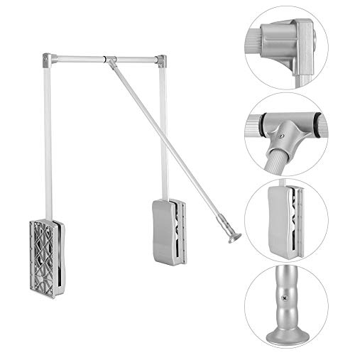 Nisorpa Pull Down Closet Rod Wardrobe Lift Wide Adjustable 35-48inch Aluminium Retractable Cabinet Rail Lifter Hanger Organizer Storage System Buffer Return Space Saving Weight Capacity 23lbs