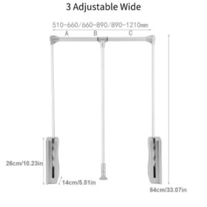 Nisorpa Pull Down Closet Rod Wardrobe Lift Wide Adjustable 35-48inch Aluminium Retractable Cabinet Rail Lifter Hanger Organizer Storage System Buffer Return Space Saving Weight Capacity 23lbs