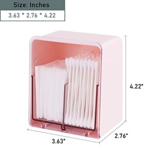 MIYACA Cotton Balls QTip Holder Canisters for Cotton Balls, Swabs, Rounds, Floss, Dispenser Container Box with 2 Compartments, Bathroom Vanity Countertop Storage Organizer, Pink