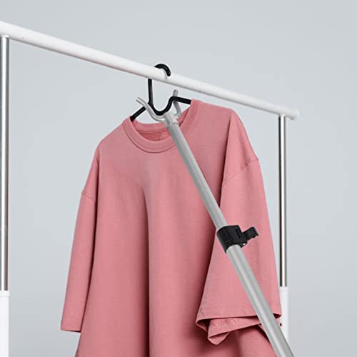 Closet Pole with Hook Telescoping Long Reach Stick Aluminium Clothing Hanger Garment Pole for Closet Shelf Ceiling