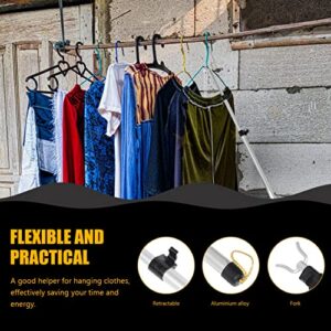 Closet Pole with Hook Telescoping Long Reach Stick Aluminium Clothing Hanger Garment Pole for Closet Shelf Ceiling