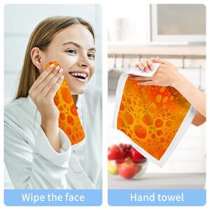 Vnurnrn Orange Towels Cotton Washcloths Set, Soft Absorbent Quick Dry Wash Clothes, Multi-Purpose Fingertip Towels for Bathroom,Hotel,Travel,12'' x 12'' (2 Pack)