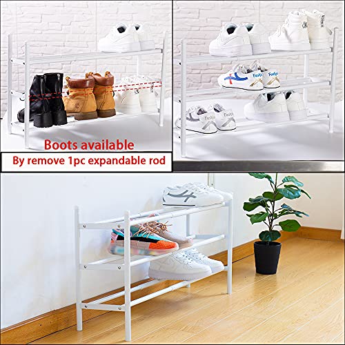 N-A MINGMING.NING Shoe Rack Shelf Expandable Stackable 3-Tiers Simple Shoe Storage Organizer Small White For Bedrooms/Doorways/Entryway - 1Set