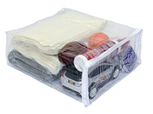 oreh homewares heavy duty vinyl zippered (clear) storage bags (9" x 11" x 4") for dresses, shirts, pants, fabrics (1.7 gallon) 10-pack