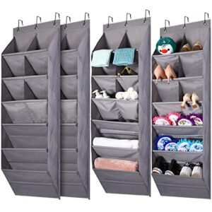 4 pcs hanging over the door shoe organizer with deep pockets for 12 pairs of shoes, 6 layers hanging shoe rack shoe storage rack organizer for closet
