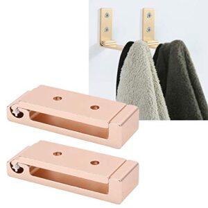 Yosoo 2 Sets Rose Gold Coat Hook, Aluminum Alloy Foldable Adhesive WallMounted Wardrobe Clothes Hanger for Home