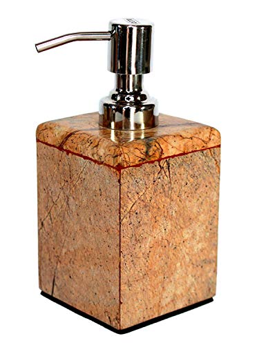 KLEO - Bathroom Accessory Set Made from Natural Brown/Sand Stone - Bath Accessories Set of 3 Includes Soap Dispenser, Utility and Soap Dish