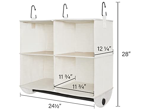 StorageWorks 4 Section Hanging Closet Organizer with Garment Rod, Storage Box with Handles