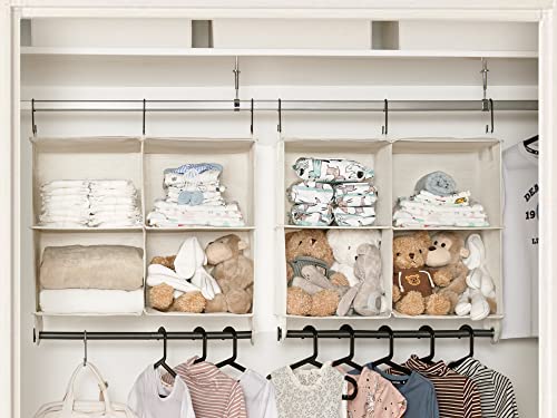 StorageWorks 4 Section Hanging Closet Organizer with Garment Rod, Storage Box with Handles