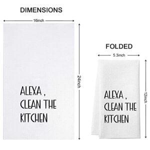 WCGXKO Funny Kitchen Towel Alexa Clean The Kitchen Housewarming Gift Hostess Gift (Clean The Kitchen Towel)