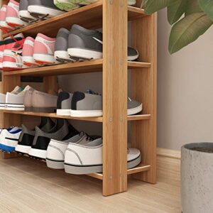 sogesfurniture 29.5 inches Wooden Shoe Rack with Storage Compartment, 5-tier Free Standing Shoe Storage Shelf Shoe Organizer for Entryway, Living Room, Hallway, Doorway (Teak)