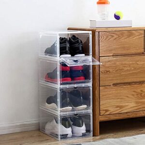 SEniutarm Clamshell Stackable Dustproof Shoes Box Organizer Storage Container Black