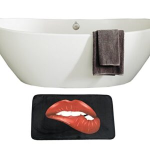 Amagical Sexy Decor Red and Black Bathroom Decoration 3 Piece Bathroom Mat Set Woman Red Lips Print Bath Mat Contour Mat Toilet Cover