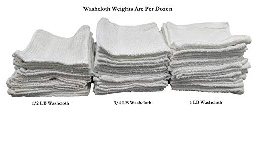 Marquis Mills 12 Inch x 12 Inch White Cotton Value Washcloths - Reusable Lt Weight Thin Cloth Rags - Bath/Exfoliating/Kitchen/Garage - 1 Lb per Dozen - Set of 24