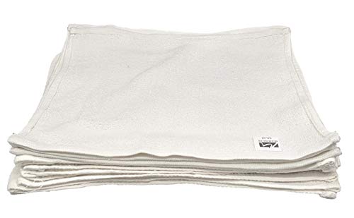 Marquis Mills 12 Inch x 12 Inch White Cotton Value Washcloths - Reusable Lt Weight Thin Cloth Rags - Bath/Exfoliating/Kitchen/Garage - 1 Lb per Dozen - Set of 24