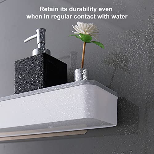 HSEdge Plastic Shower Caddy Shower Shelves No Drilling Adhesive Bathroom Shelf Wall Mounted Storage Rack Kitchen Spice Rack (16.33")