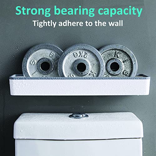 HSEdge Plastic Shower Caddy Shower Shelves No Drilling Adhesive Bathroom Shelf Wall Mounted Storage Rack Kitchen Spice Rack (16.33")