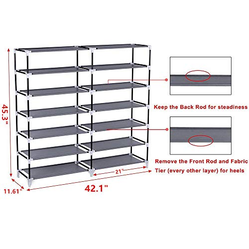 KepooMan Double Rows 12 Lattices Shoe Rack with Dustproof Cover Shoe Storage Organizer Cabinet Shoe Shelf Tower,Non-Woven Fabric Cover (Purple)