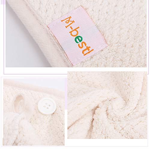 M-bestl 2 Pack Hair Towel Wrap,Hair Drying Towel with Button, Microfiber Hair Towel, Dry Hair Hat, Bath Hair Cap (Pink&Beige)