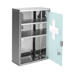 Wincere S1200 Moisture Resistance Steel Wall Mount Medicine Cabinet First Aid Storage Medical Organizer