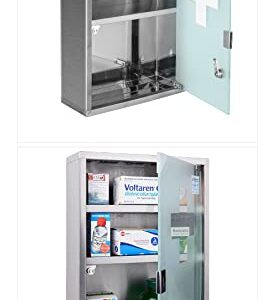 Wincere S1200 Moisture Resistance Steel Wall Mount Medicine Cabinet First Aid Storage Medical Organizer