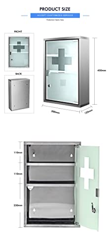 Wincere S1200 Moisture Resistance Steel Wall Mount Medicine Cabinet First Aid Storage Medical Organizer