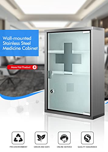 Wincere S1200 Moisture Resistance Steel Wall Mount Medicine Cabinet First Aid Storage Medical Organizer