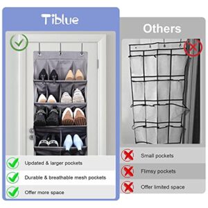 Wall-mounted shoe rack, 12 small pockets and 4 larger storage space, narrow door hanging shoe rack, door shoe rack, gray