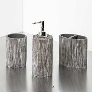 BINO Bathroom Accessories Set - Grey | Soap Dispenser | Toothbrush Holder | Tumbler | 3-Piece Bathroom Organizer Countertop Set | Bathroom Decor | Home Decor | Bathroom Set