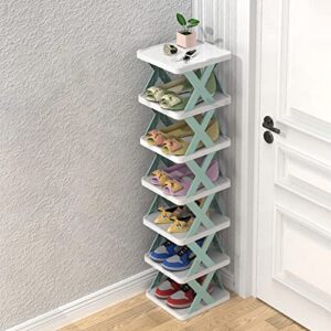 Shoe Rack - Shoe Organizer 5 Tiers for Closet Narrow， Plastic Shoe Rack Storage Organizer for Entryway, Space Saving Shoe Stand Cabinet for Bedroom Cloakroom Hallway Garage. (Light Blue)