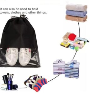 10 Pack 5 Size Handbag Storage Organizer,Purse Cover Hanging Closet Organizer, Space Saver Storage with Viewable Window, Reusable Shoe Bags for Travel, Drawstring Bag for School Trip (Black)