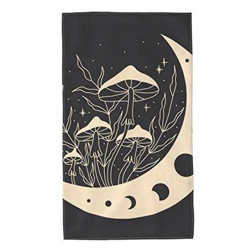 VARUN Long Hand Towels Beige Moon Mushrooms Ultra Soft Towel Leaves Bright Stars Night Design Absorbent Luxury Towels for Bathroom Hotel Gym and Spa 27.5x15.7in