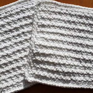 Handmade crochet washcloth, dishcloth * thick and dense *100% cotton set of 2, size 7.5 inches (White)