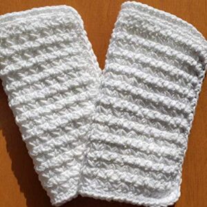 Handmade crochet washcloth, dishcloth * thick and dense *100% cotton set of 2, size 7.5 inches (White)