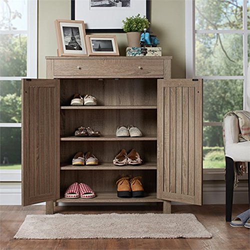 24/7 Shop at Home 247SHOPATHOME IDI-151144 Brielle Multi Shelf Shoe Cabinet, Light Oak