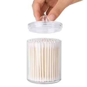 Marathon Studios Qtip Holder Dispenser Acrylic Clear 3 Pack for Cotton Swabs/Cotton Balls/Cotton Rounds, Bathroom Accessories Apothecary Jars Vanity Organizer, Bathroom Canisters - 30 oz/20 oz/10 oz