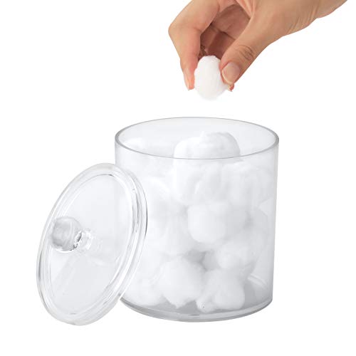 Marathon Studios Qtip Holder Dispenser Acrylic Clear 3 Pack for Cotton Swabs/Cotton Balls/Cotton Rounds, Bathroom Accessories Apothecary Jars Vanity Organizer, Bathroom Canisters - 30 oz/20 oz/10 oz