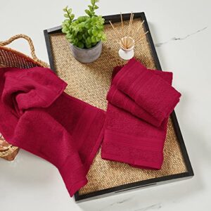 TRIDENT Soft and Plush, 100% Cotton 4 Piece Hand Towels for Bathroom, Highly Absorbent, Hotel Luxury, Super Soft, Salon Towels, Soft Comfort, 500 GSM (Crimson Red)