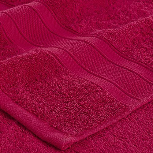 TRIDENT Soft and Plush, 100% Cotton 4 Piece Hand Towels for Bathroom, Highly Absorbent, Hotel Luxury, Super Soft, Salon Towels, Soft Comfort, 500 GSM (Crimson Red)